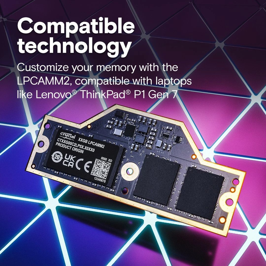 RAM Memorje Crucial LPCAMM2 32GB LPDDR5X, 7500 MHz, për laptop