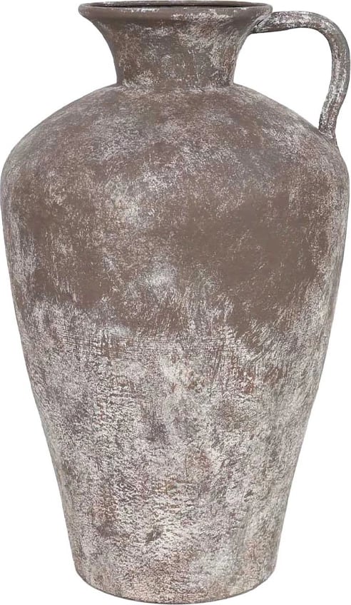 Vazo Diros metalike, ngjyrë kafe-bardhë, 25x25x42cm