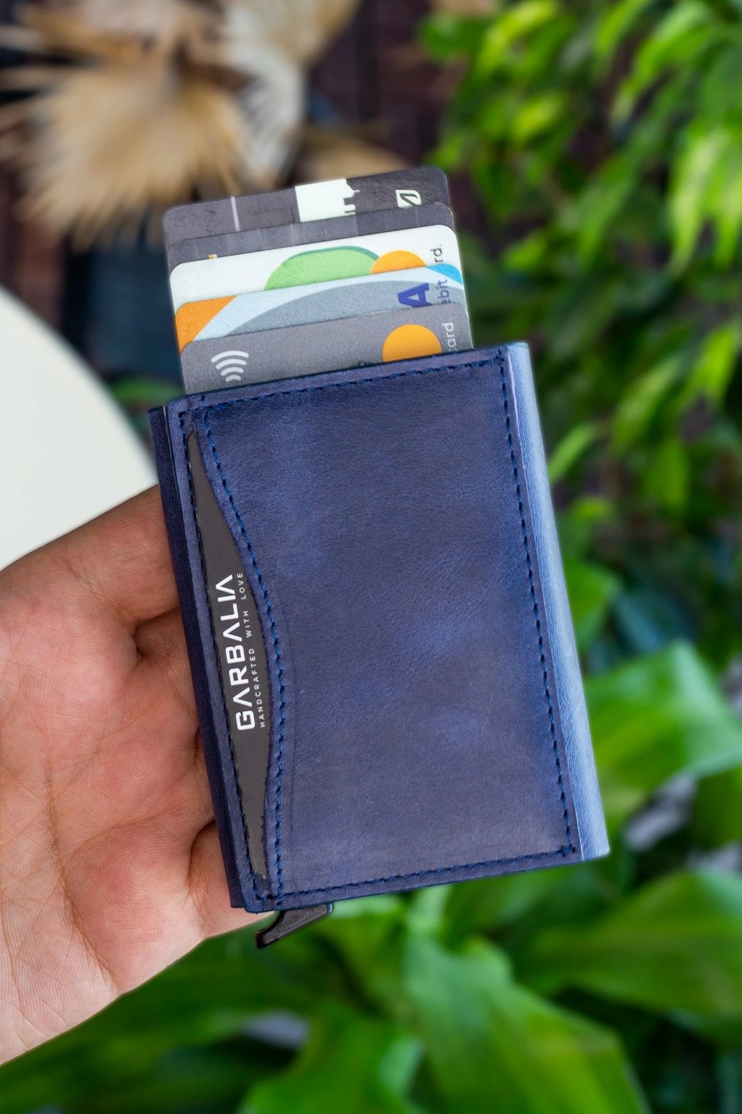 Mbajtës kartelash, lëkurë origjinale, ngjyrë blu e errët, Zoozie Bags