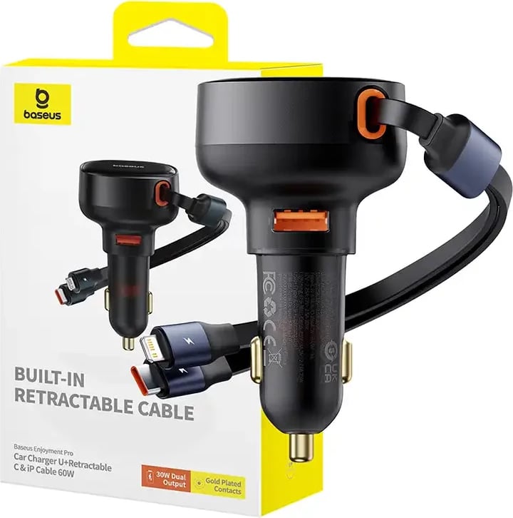 Karikues veture Baseus Enjoyment C00057802111-02 me kabllo USB-C & Lightning, 60W, zi