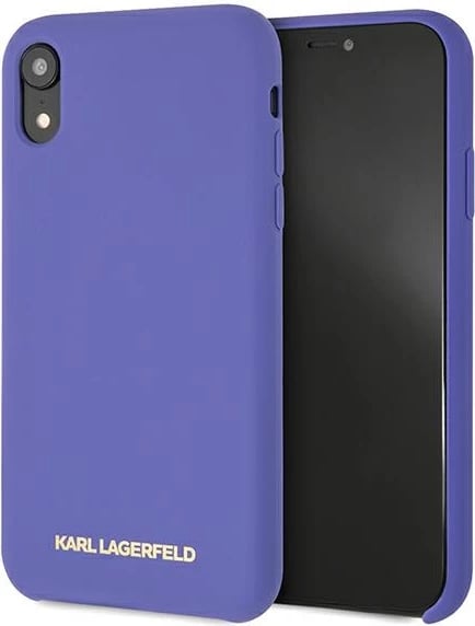 Mbështjellës Karl Lagerfeld për iPhone XR, silikon, vjollcë