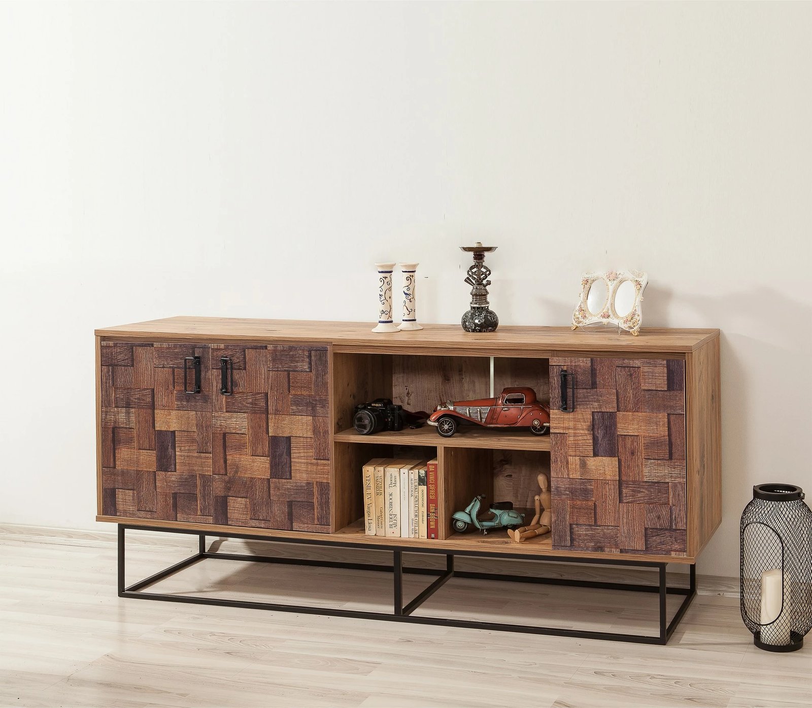 Konsol Quantum Medula, ngjyrë Atlantic Pine dhe e zezë, 180x80x40cm