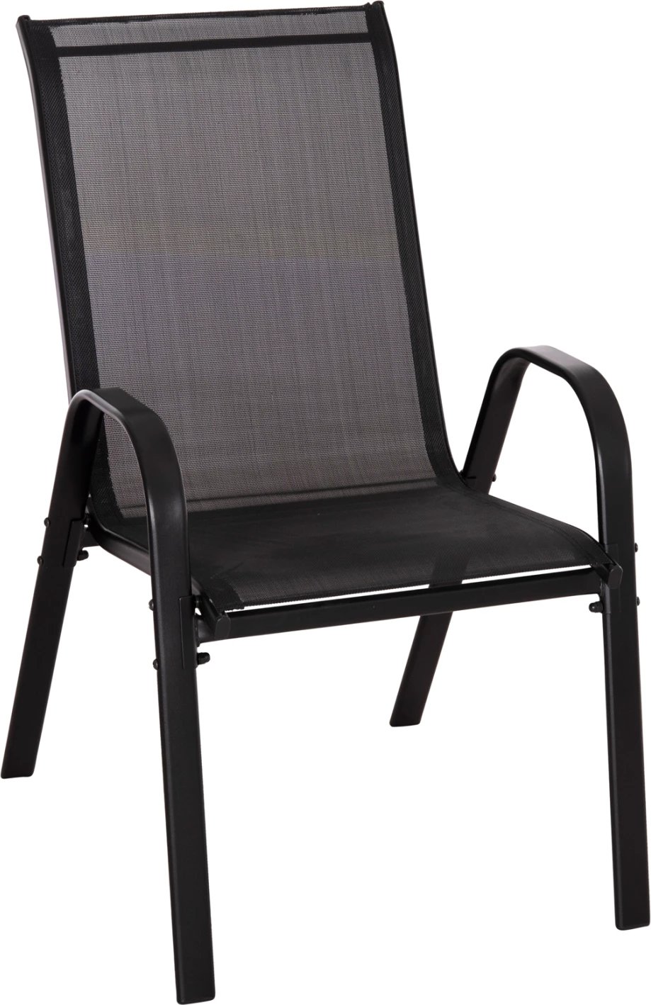Karrige për jashtë LEON FH5000.43, kornizë metalike e zezë & textilene, set prej 4 copash, 55x70x91Hcm