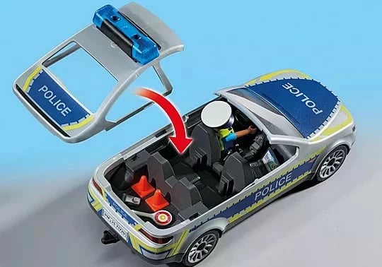 Set lodrash Playmobil Action Heroes 71729, veturë policie me drita dhe zë, 24 pjesë