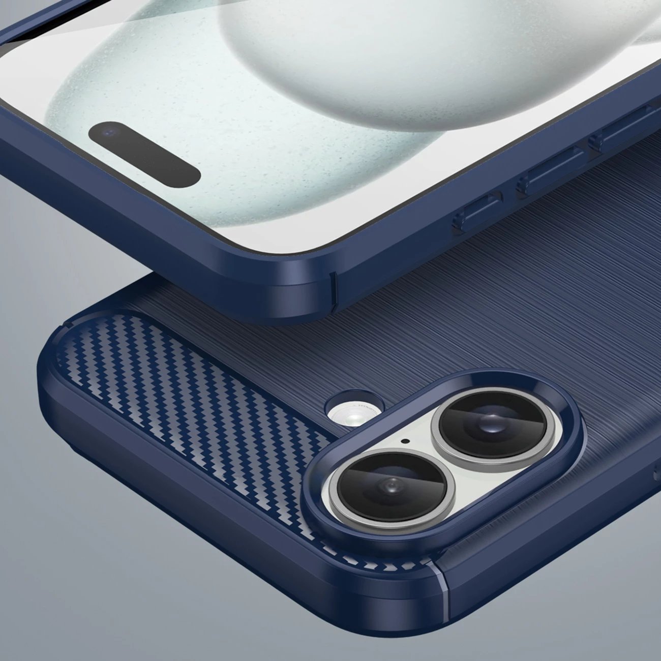 Mbështjellës Hurtel Carbon Case për iPhone 16 Plus, TPU, Blu