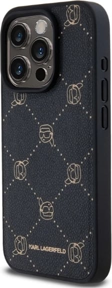Mbështjellës Karl Lagerfeld Magsafe Karl Head për iPhone 15 Pro, i zi