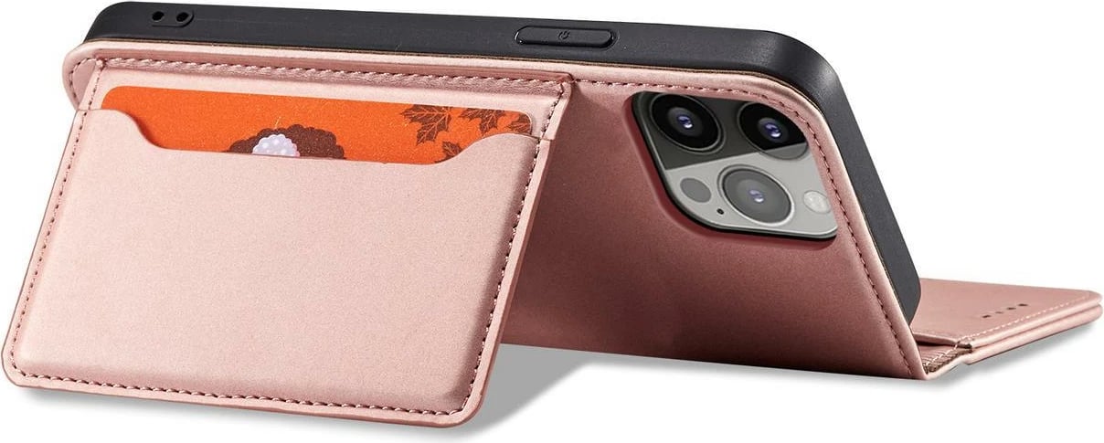 Mbështjellës Hurtel Magnet Card Case për iPhone 14 Plus, portofol, stand, rozë
