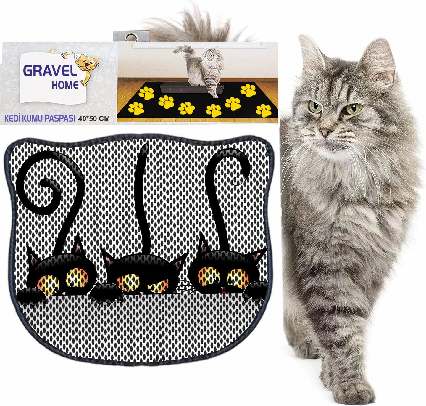 Tapet për rërë mace, shumëngjyrësh, Paws & Whiskers, Kdkafa0127, 40x50cm