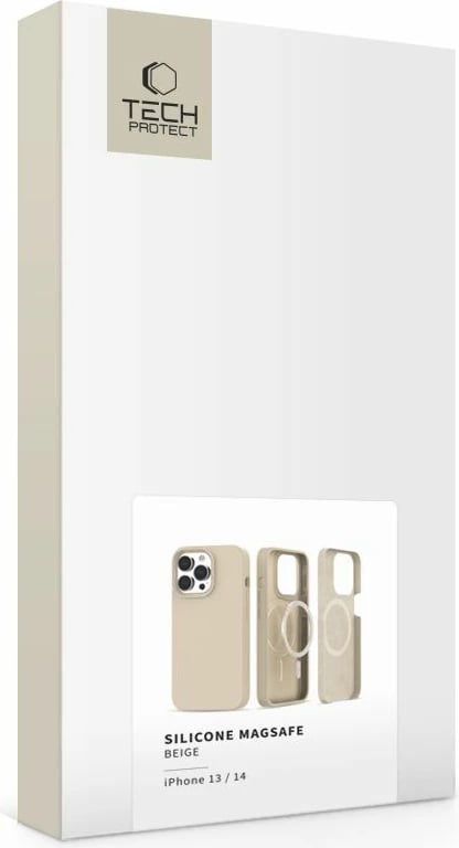 Mbështjellës Tech-Protect Silicone MagSafe për iPhone 13/14, Bezhe