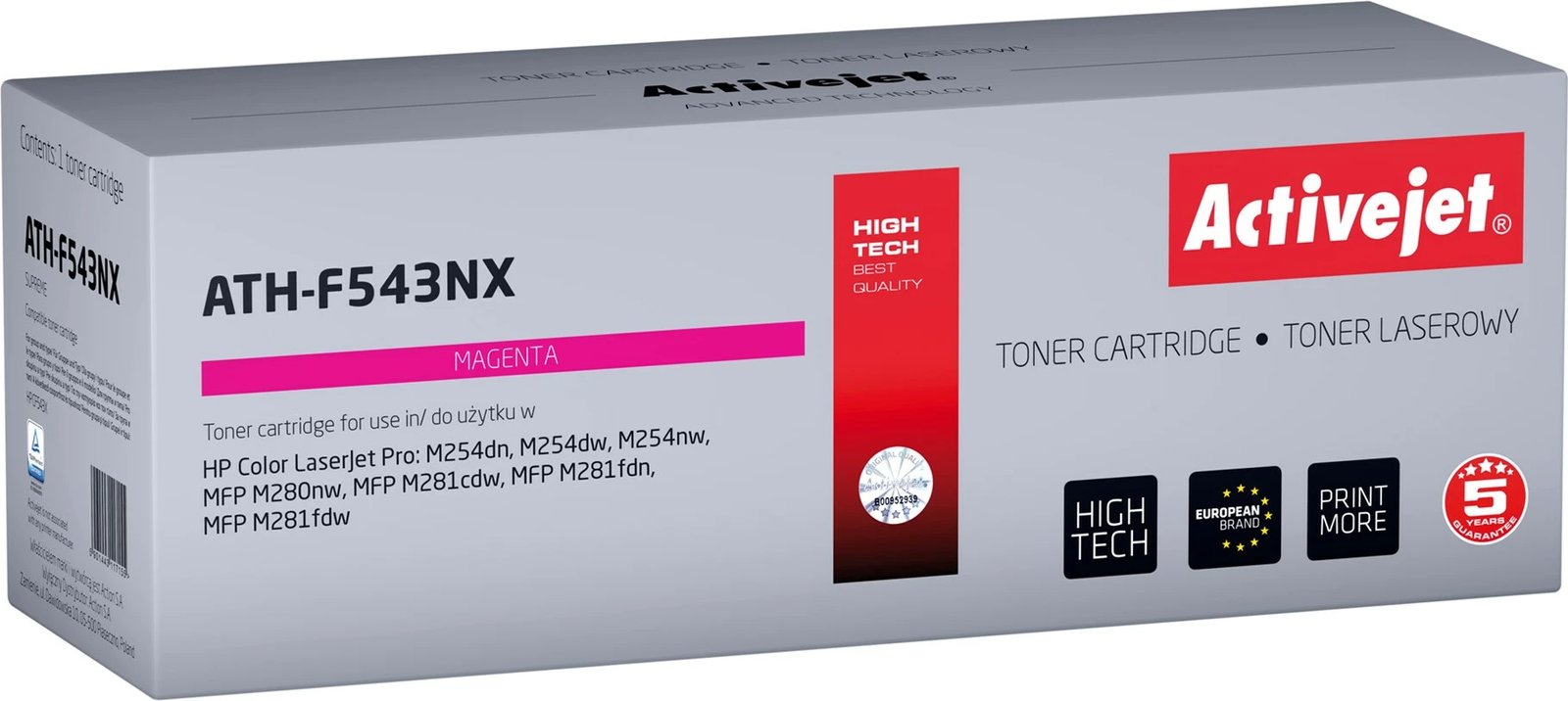Toner zëvendësues Activejet ATH-F543NX për printerët HP, 2500 faqe, rozë