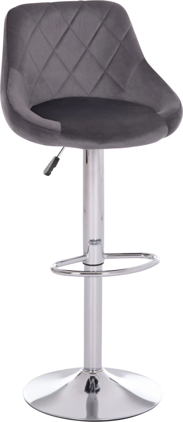 Karrige për bar ROSE, bazë e kromuar, sustë, kadife gri, 48x45x105cm, set prej 2 copë