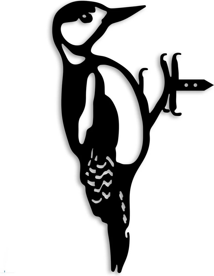 Dekor për kopsht, zog në degë, ngjyrë e zezë, Aberto Design, 18x30cm