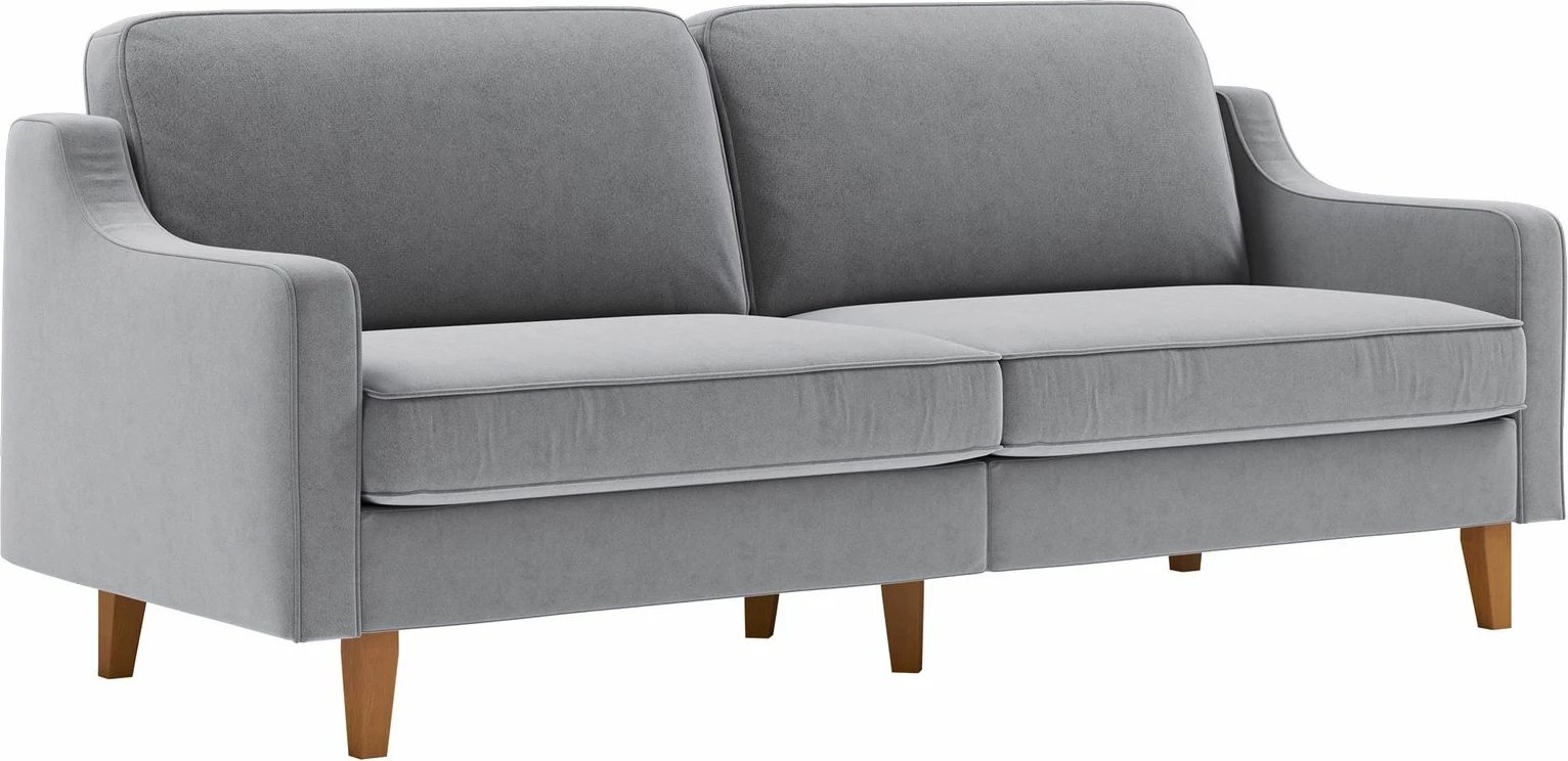 Divan treshe Robin, ngjyrë gri mjegull, këmbë dru arre