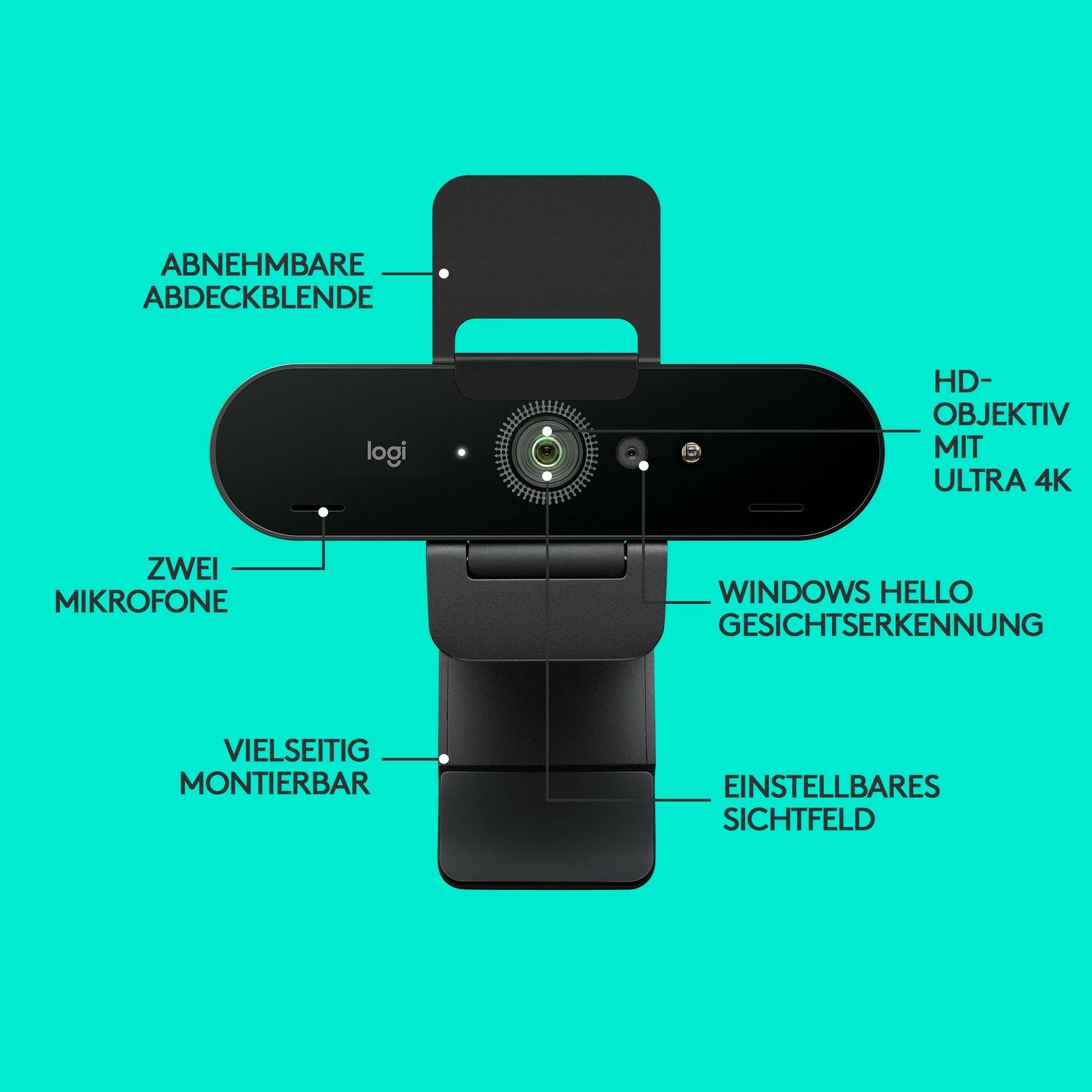 Kamerë Logitech BRIO 4K STREAM EDITION, 4096 x 2160 pixels, Full HD, 90 fps, e zezë