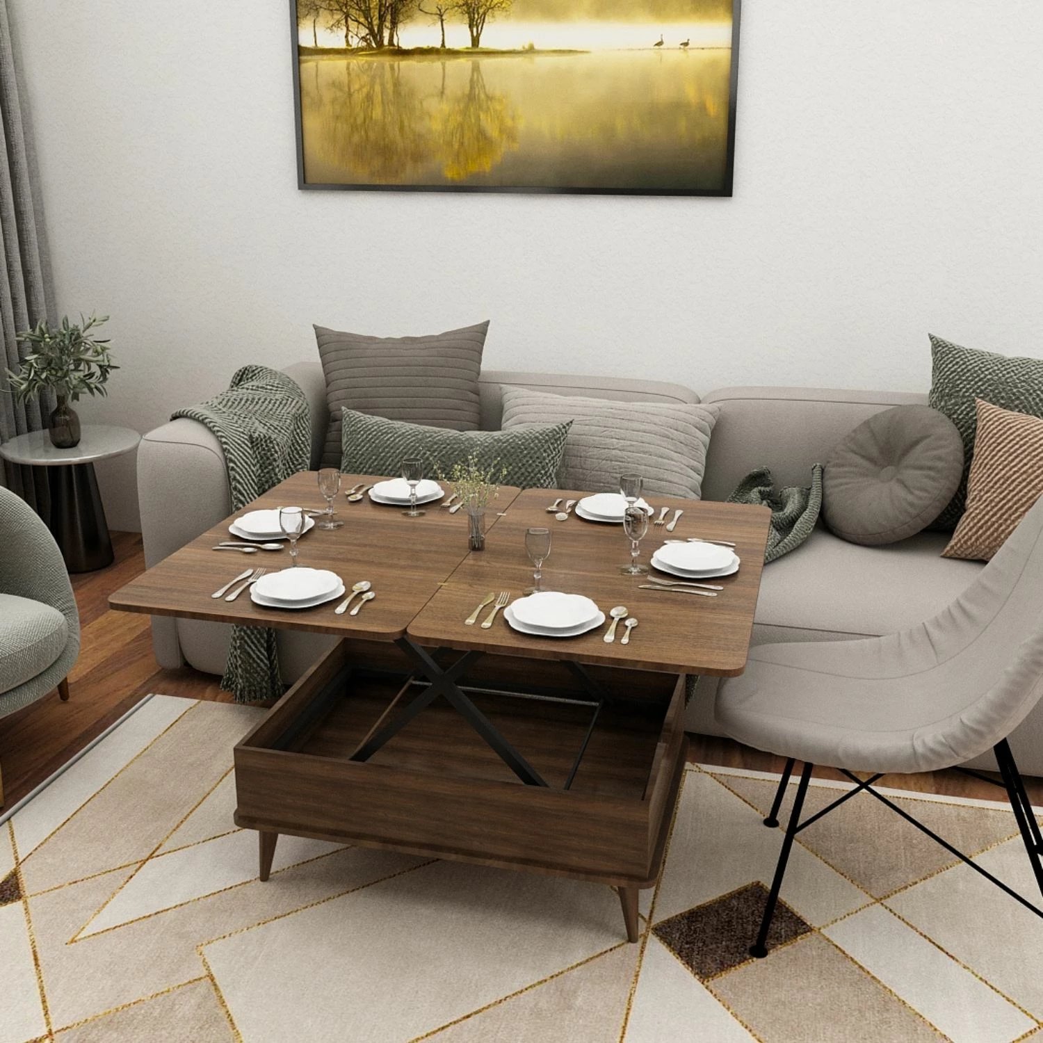 Tavolinë kafeje Skye Decor, Dy Ada, ngjyrë arre