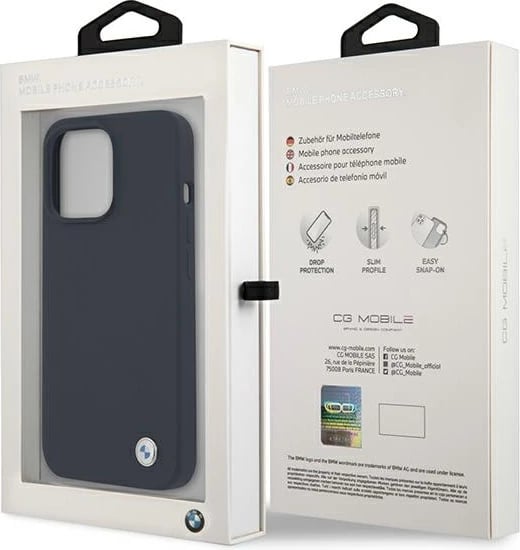 Mbështjellës BMW Silicone Signature për iPhone 13 Pro Max 6.7", Blu e errët