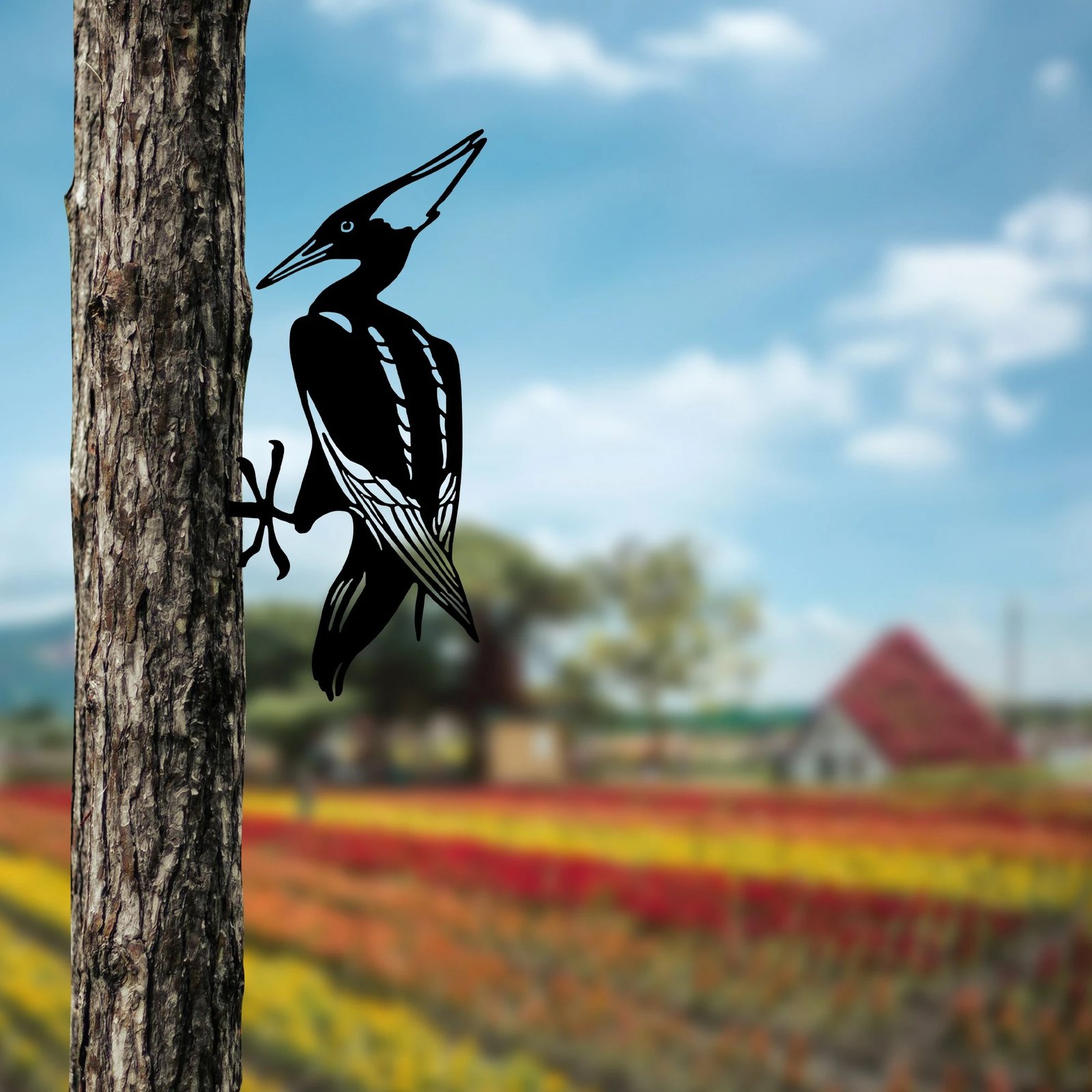 Dekor për kopsht, zog në degë, ngjyrë e zezë, Aberto Design, 22x40cm