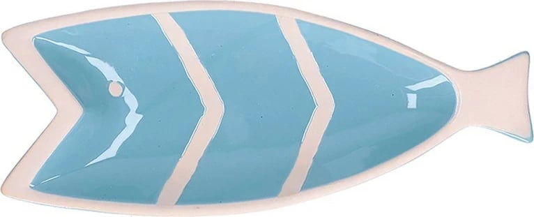 Pjatë dekorative në formë peshku, No name, 30.5 x 12.5 x 3 cm, Blu e çelët