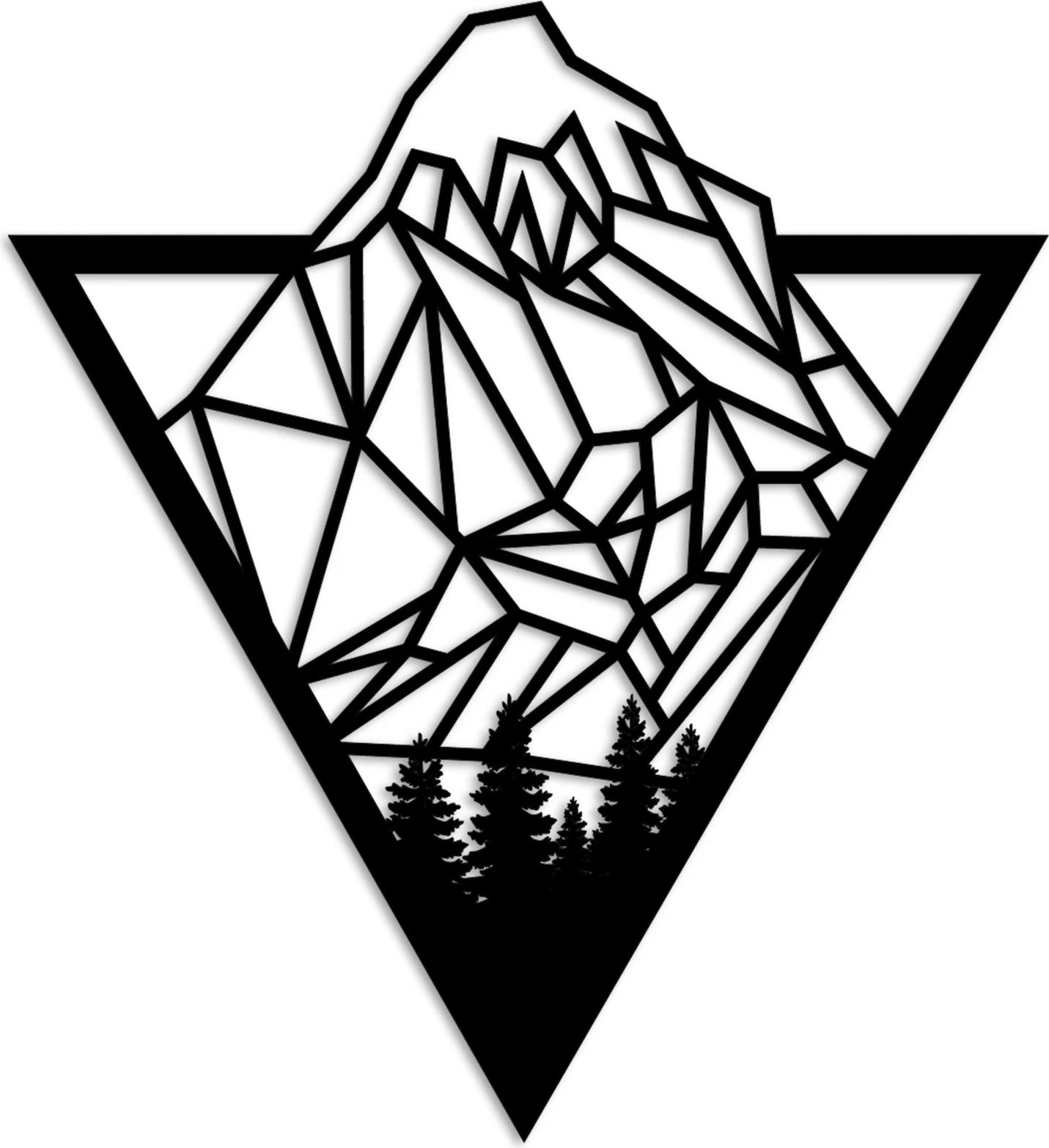 Aksesor dekorativ metalik për mur, Wallity Mont Blanc, ngjyrë e zezë, 55x50cm