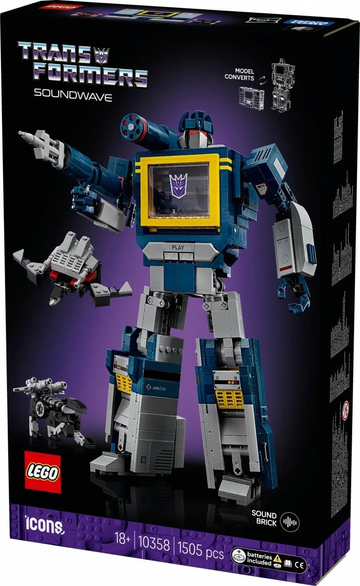 Set ndërtimi, LEGO Icons Transformers Soundwave 10358, 1505 copa, 33 cm, 18+