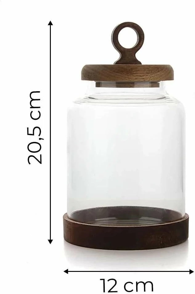 Enë qelqi me kapak druri, Hermia Concept, transparente, MCH0011270, 12x12x21cm, 1100ml