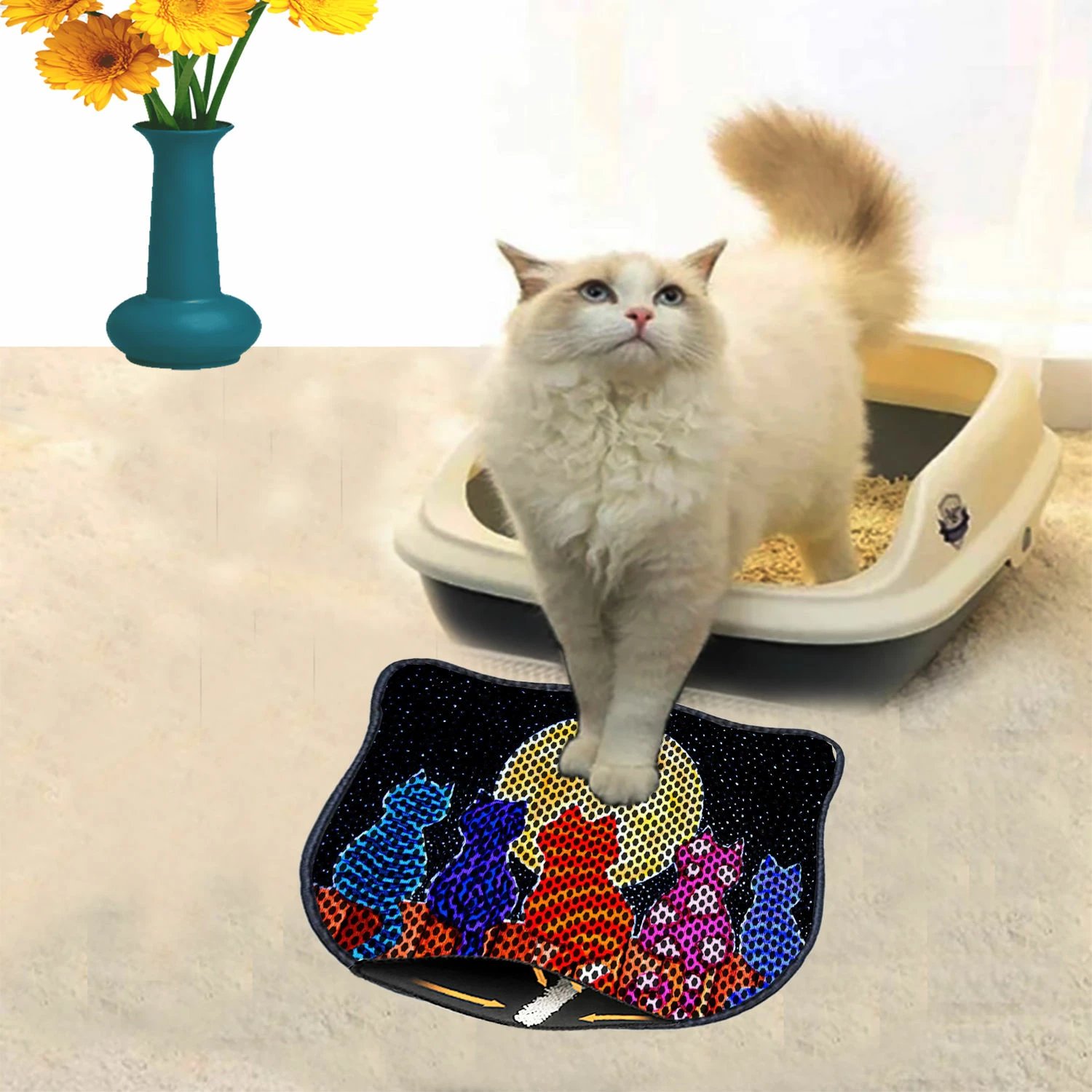 Tapet për rërë mace, shumëngjyrësh, Paws & Whiskers, Kdkafa0119, 40x50cm
