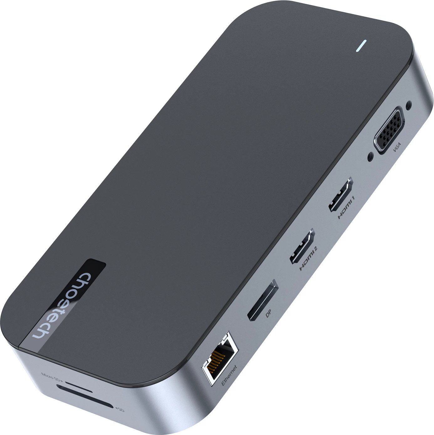 Kasë Choetech HUB-M52, USB-C, HDMI, VGA, DP, SD, RJ45, Gri
