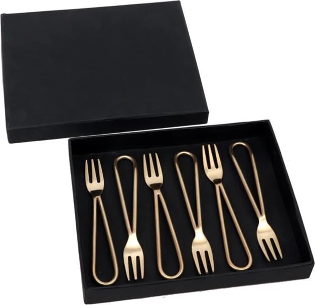 Set pirunash ëmbëlsirash, 6 copë, ngjyrë ari, çelik, 13x2x1cm
