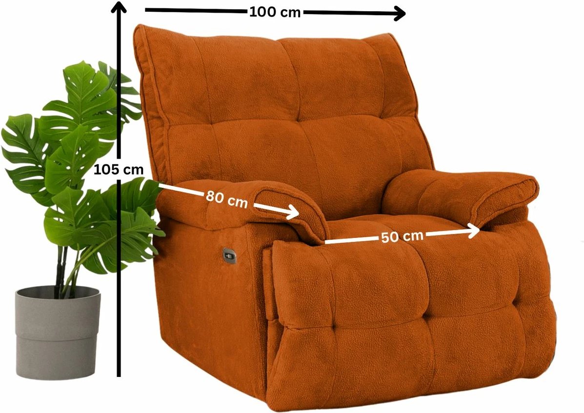 Recliner elektrik, ngjyrë e kuqe tullë, Atelier del Sofa