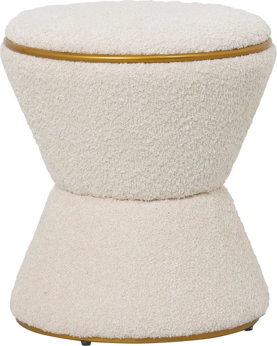 Karrige e rrumbullakët LINNER FH9604.16, pëlhurë boucle, detaj ari, Φ38,5x43H cm.