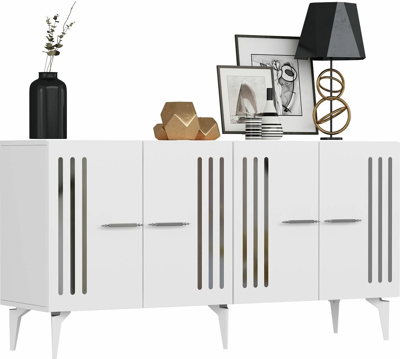 Konsol Skye Decor, Junes, e bardhë, argjend