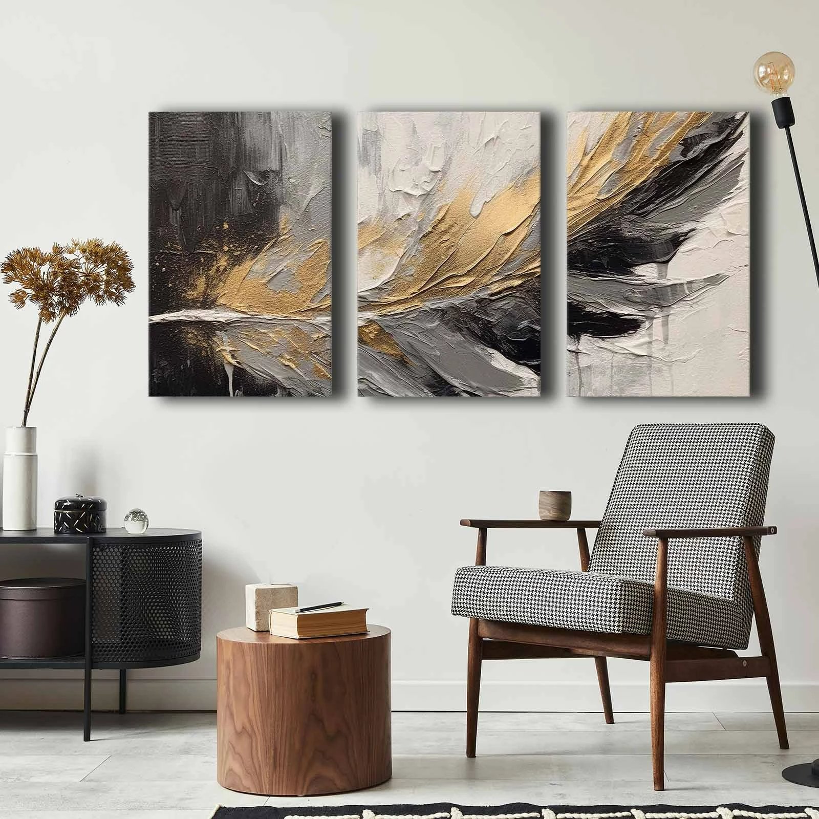 Pikturë dekorative në kanavacë (3 copë), Wallity, 3P4570GSC-016