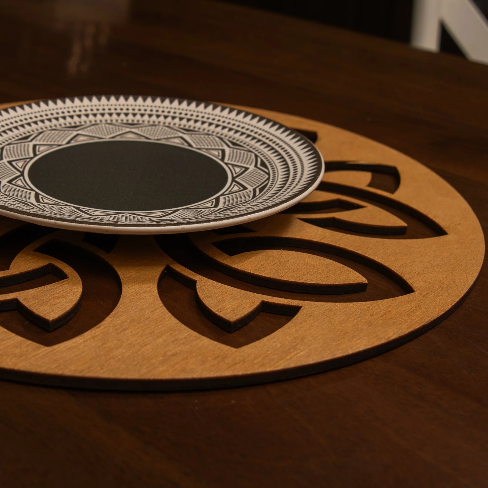 Set nënshtruesish tavoline prej druri, 6 copë, Hermia, Lugh, ngjyrë mjaltë