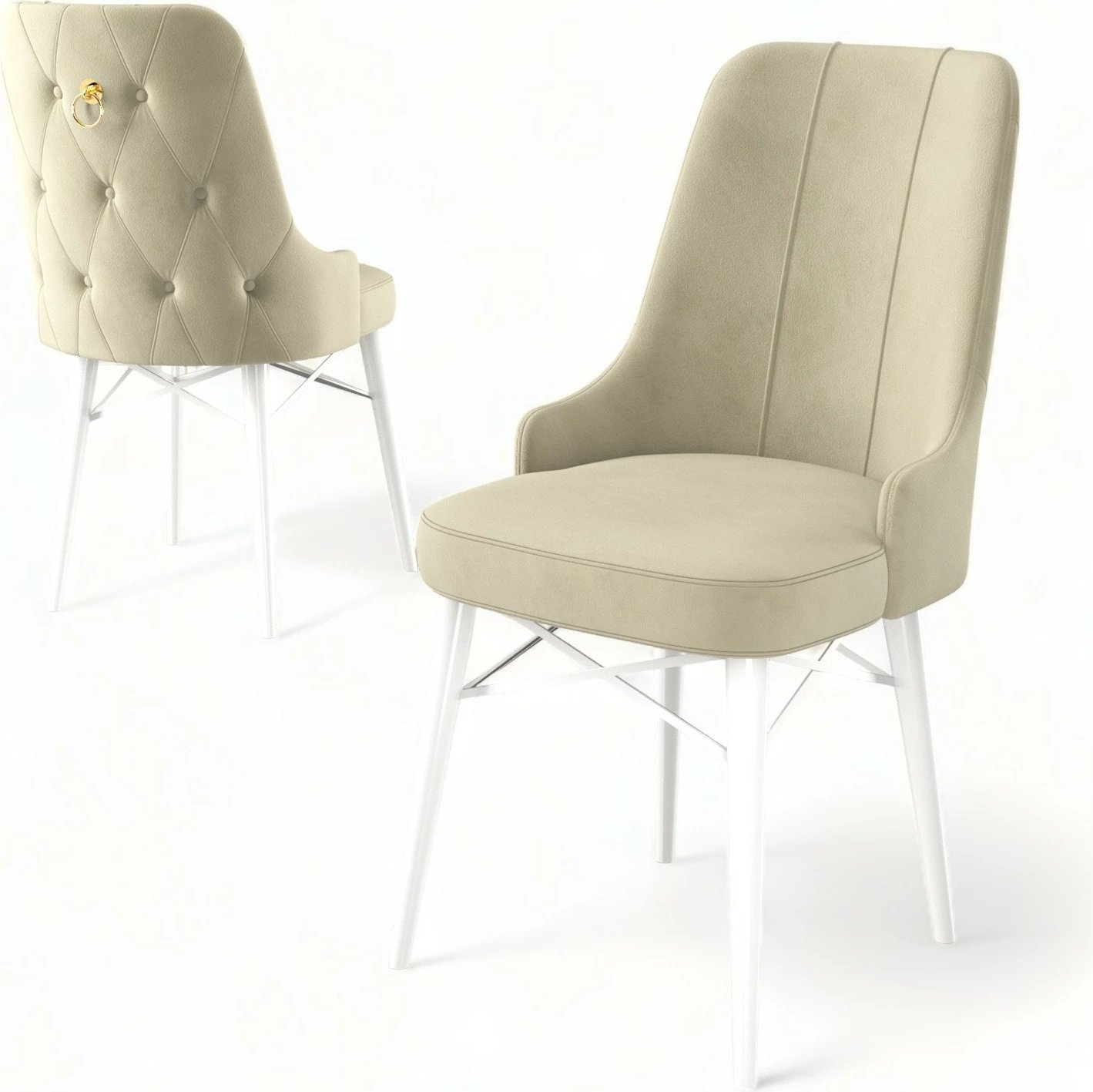 Set karrigesh (4 copë) Hanah Home, Pare, krem dhe e bardhë