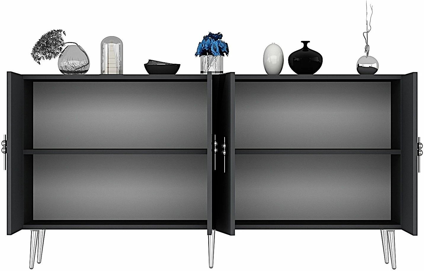 Konsol Skye Decor, ngjyrë antracit dhe argjendi, KB150