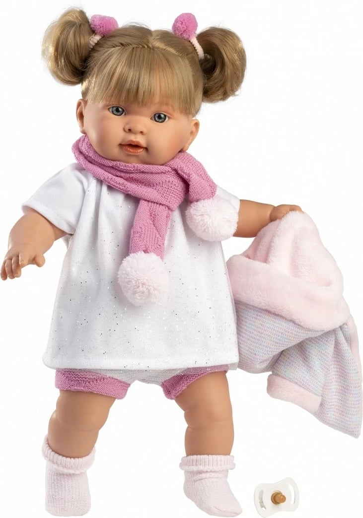 Kukull, Llorens, 42288 Alexa, 42 cm, qan kur hiqet smoci, me veshje dhe smoc, bateri LR44 të përfshira