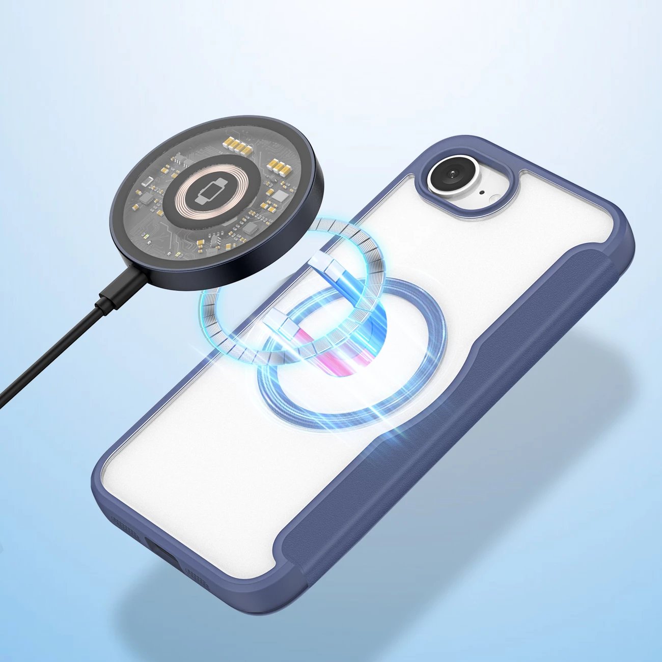 Mbështjellës Dux Ducis Skin X Pro për iPhone 16e, me MagSafe, i kaltër