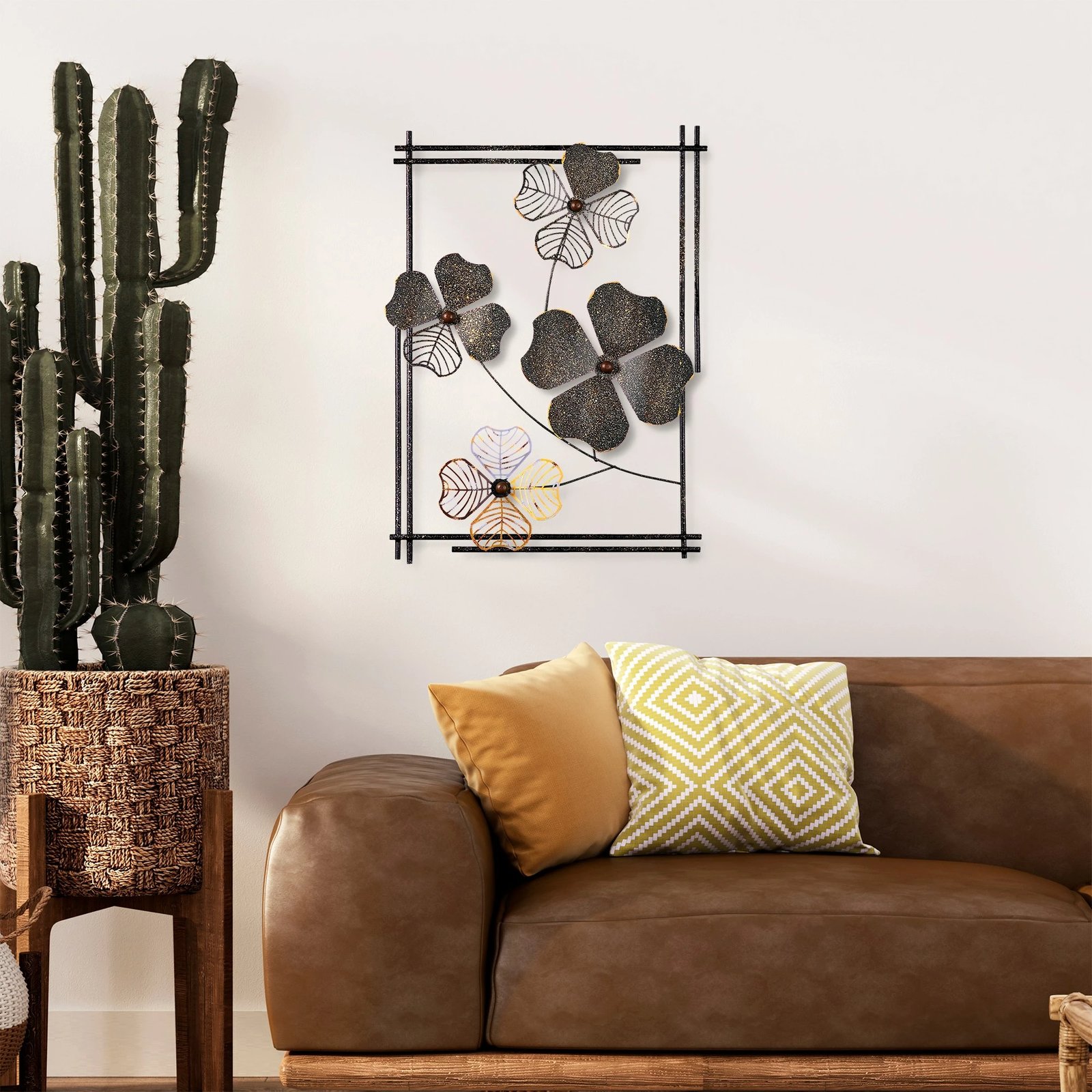 Aksesor dekorativ metalik për mur, Wallity, Weinan 2, shumëngjyrësh, 50x70x4cm