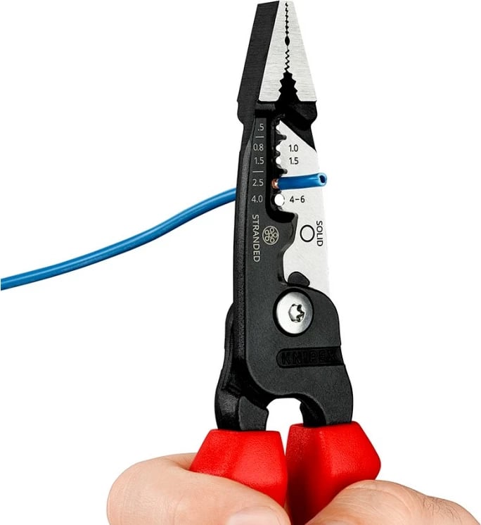 Vegël zhveshëse telash Knipex 13 72 200 ME, çelik inox, 200mm, e zezë/kuqe/kaltër