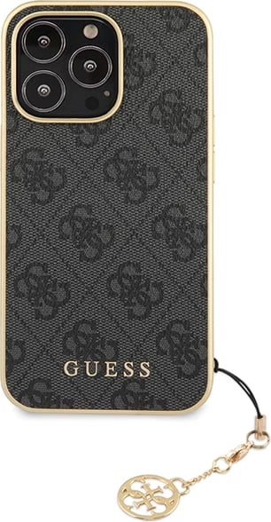 Mbështjellës Guess 4G Charms për iPhone 14 Pro Max, Gri me varëse
