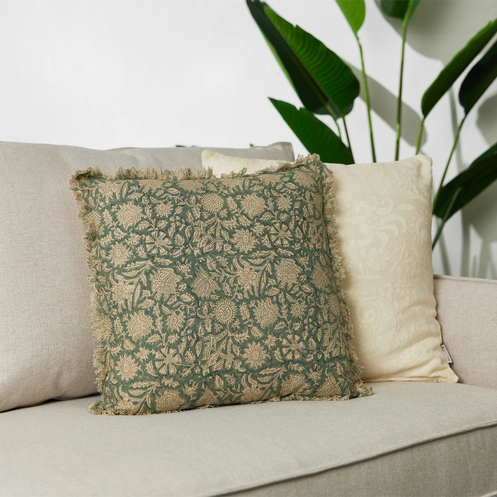 Jastëk dekorativ Jericho, pambuk, aqua-bezhë, 50x50cm