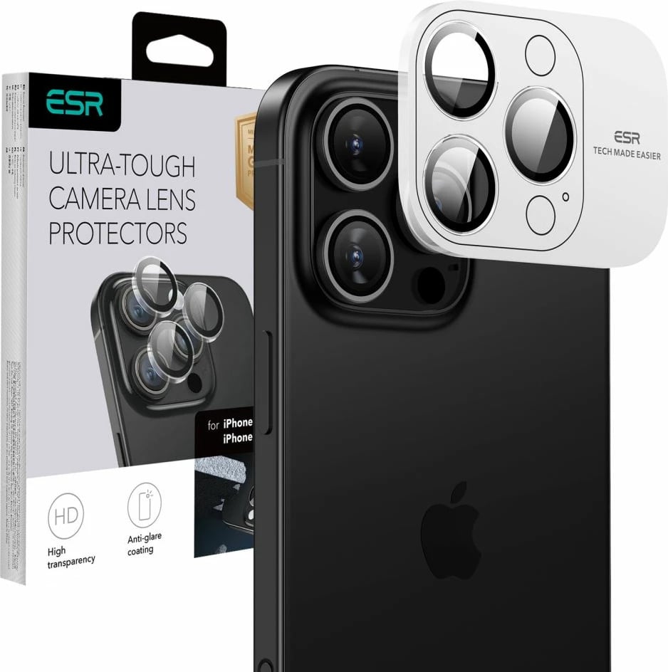 Mbështjellës xhami për kamerë ESR Armorite për iPhone 16 Pro / 16 Pro Max, Transparent