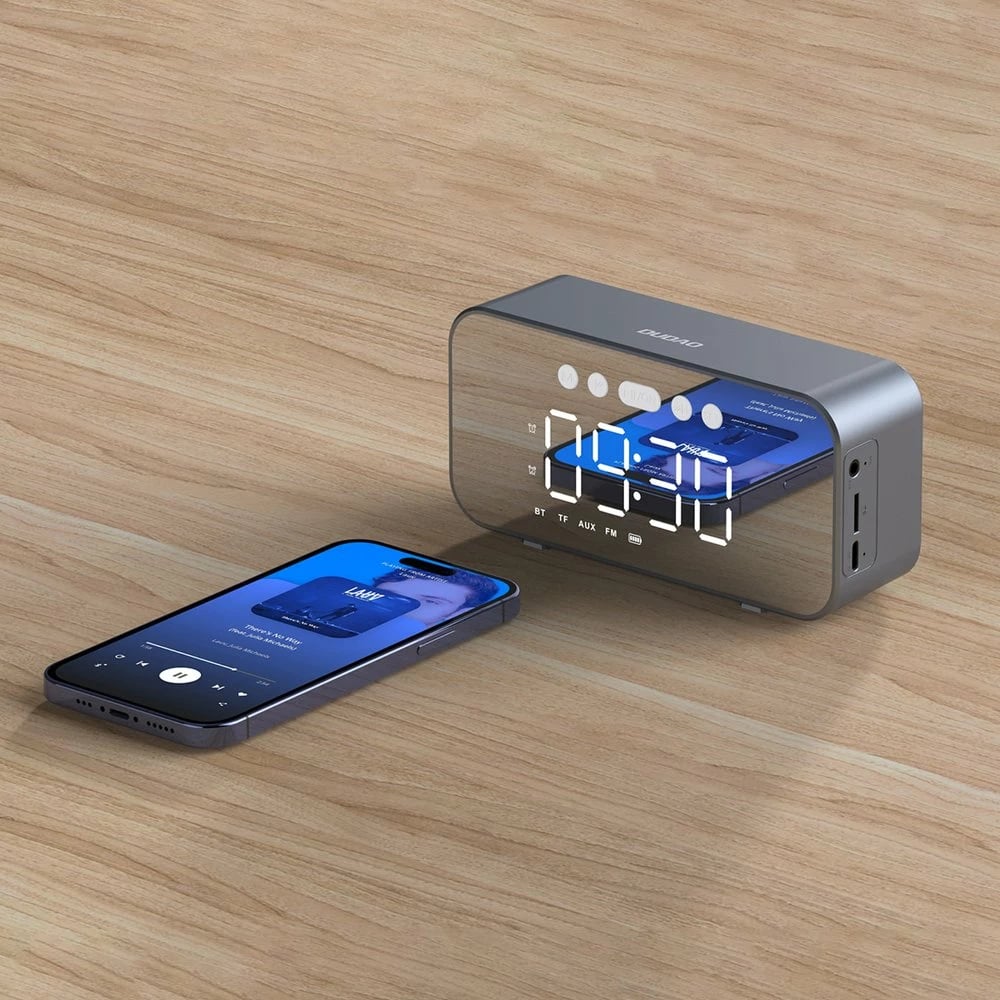 Altoparlant Bluetooth Dudao Y17 me orë alarmi, FM, 1200mAh, Argjend
