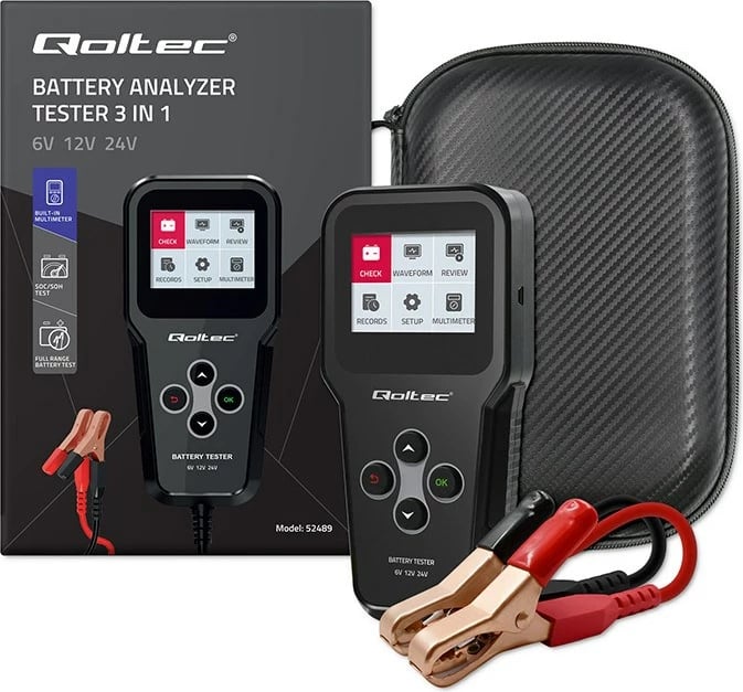 Testues baterie Qoltec 3-në-1 me ekran LCD, 6V/12V/24V, 10Ah-200Ah