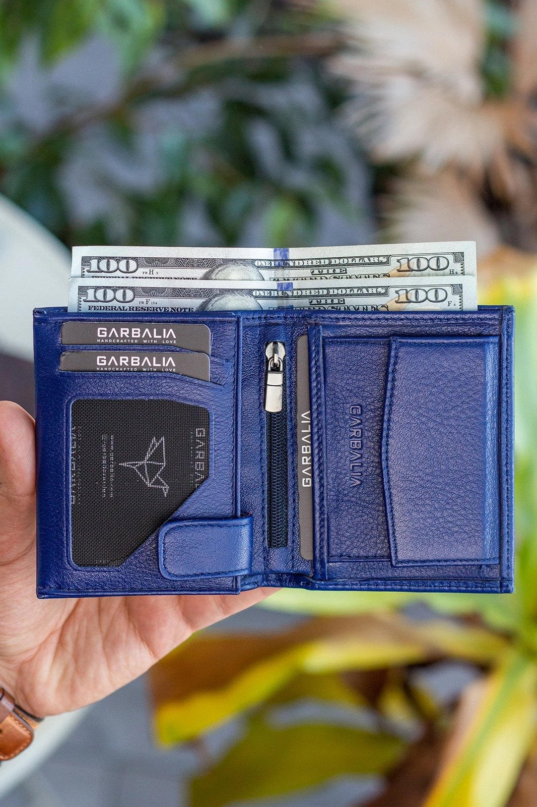 Portofol për burra, lëkurë origjinale, ngjyrë blu e errët, Zoozie Bags Dortmund