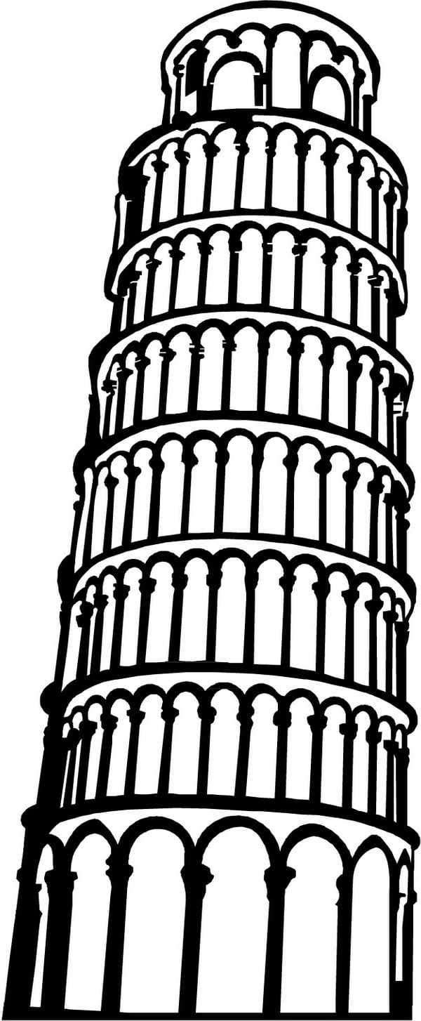 Aksesor dekorativ metalik për mur, Pisa Tower, Wallity, ngjyrë e zezë, 27.5x70cm