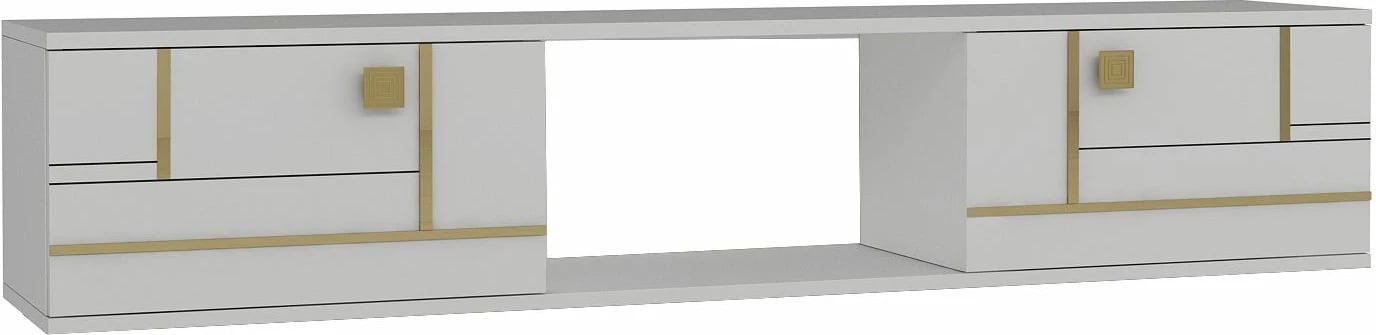 Komodë TV Skye Decor, e bardhë, e artë