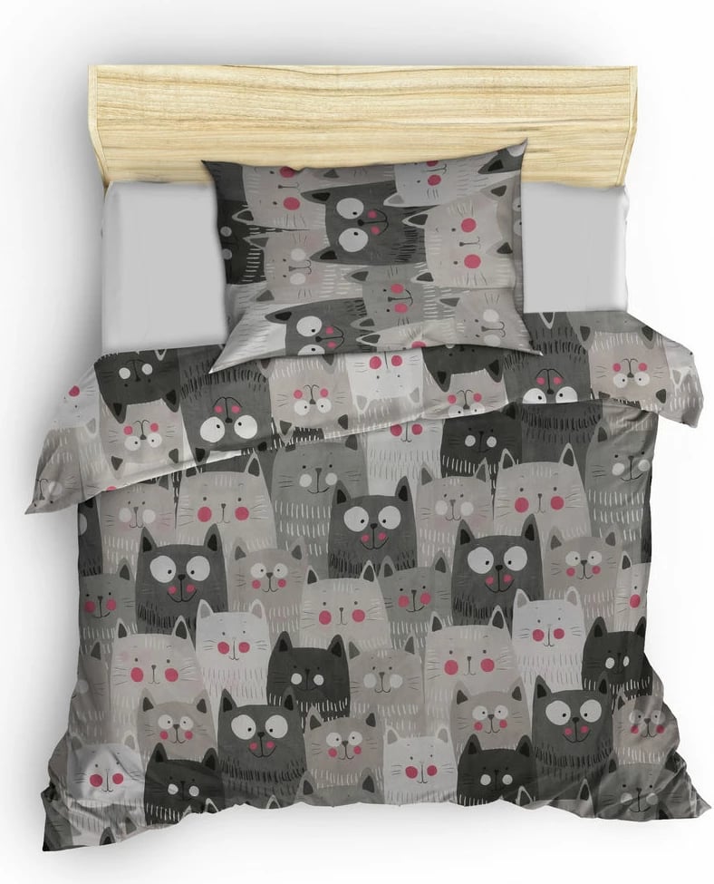 Set mbulesë jorgan XXL Single, Duvarda Kediler, ngjyrë gri Set mbulesë jorgan XXL Single, Duvarda Kediler, ngjyrë gri