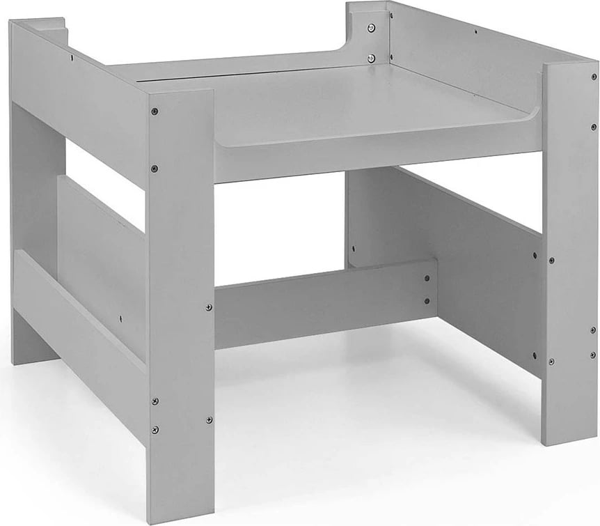 Set mobiljesh për fëmijë Milly Mally Sven tavolinë + 2 karrige me kapak i dyanshëm, dërrasë me shkumës, hapësira ruajtjeje, MDF, gri