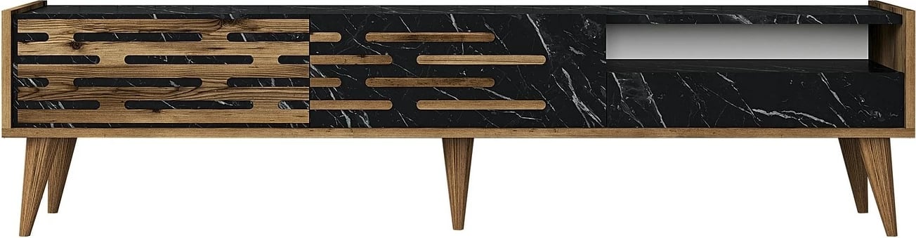 Komodë TV Hanah Home, Valensiya, ngjyrë arre, e zezë, mermer